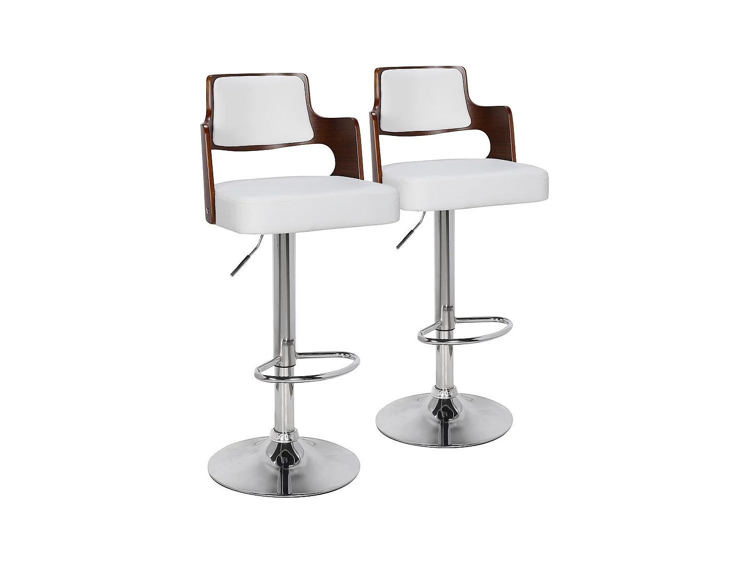Lot de 2 chaises de bar Russel Bois Noisette & Blanc