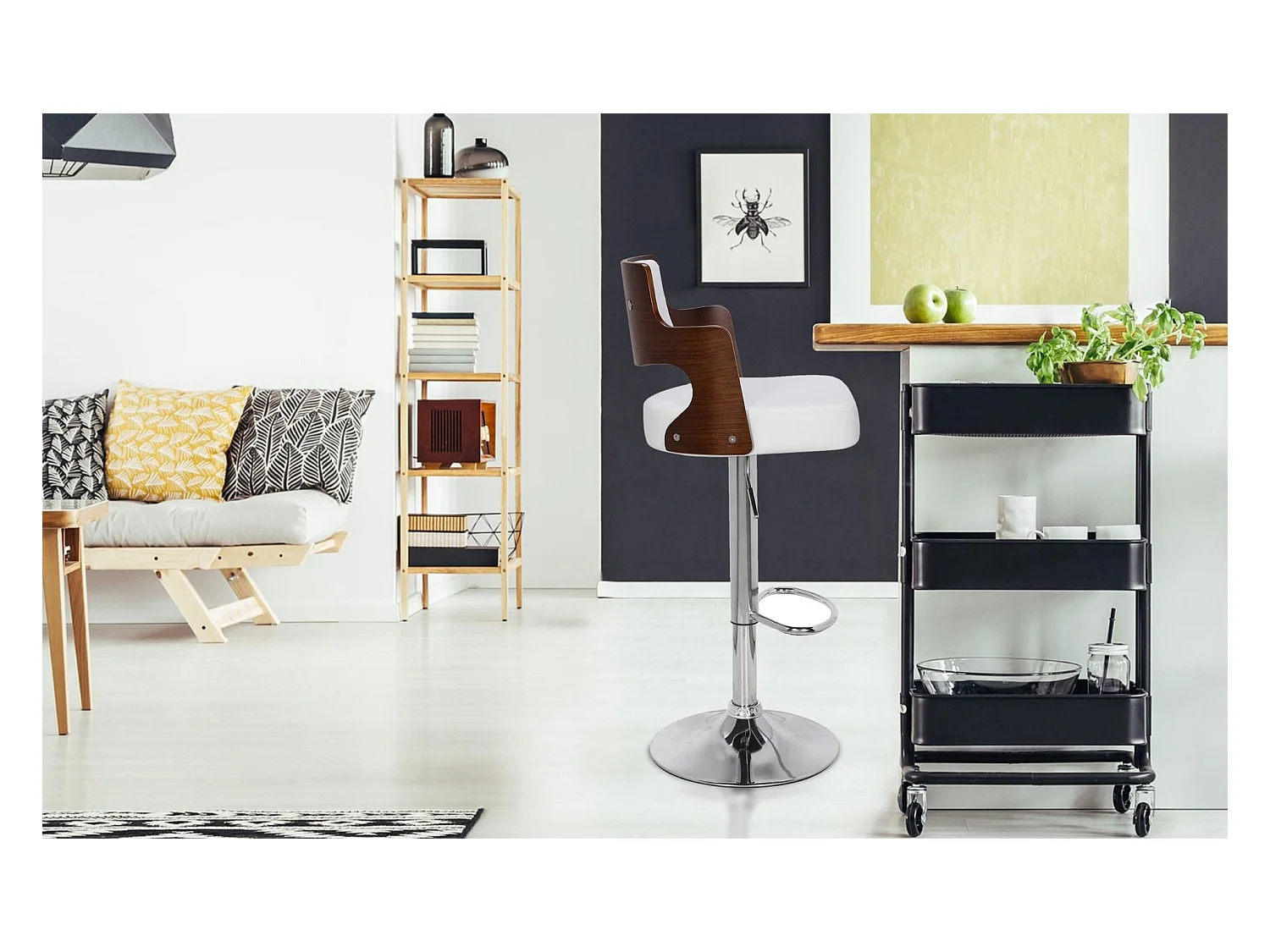 Lot de 2 chaises de bar Russel Bois Noisette & Blanc