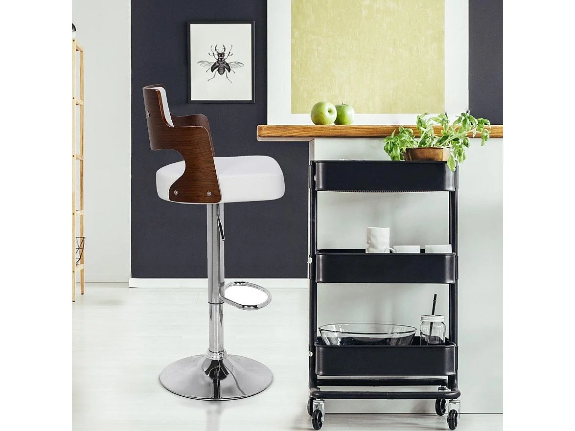 Lot de 2 Chaises de Bar "Paddington" 90-110cm Noisette & Blanc