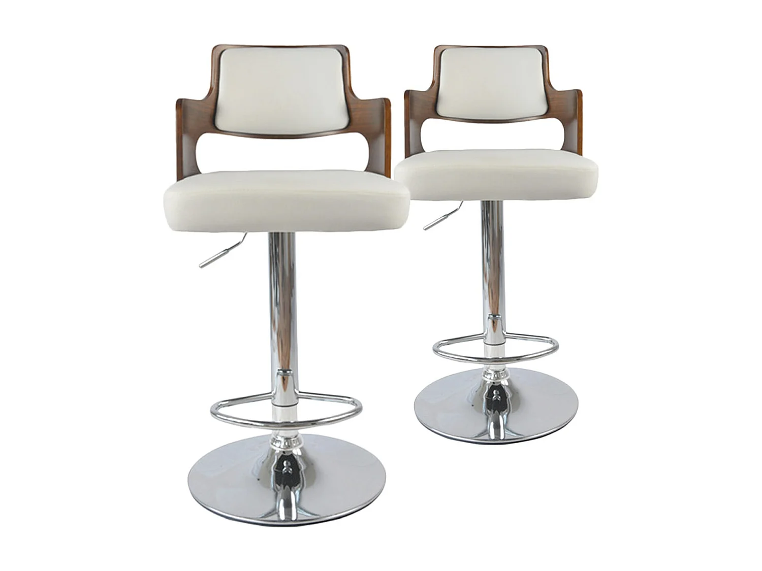 Lot de 2 chaises de bar Russel Bois Noisette & Blanc