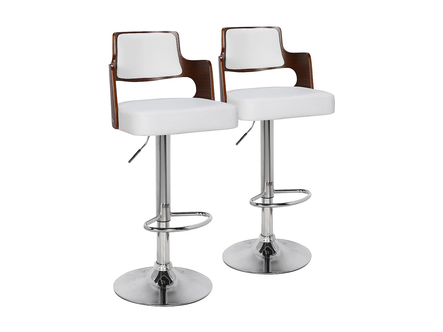 Lot de 2 chaises de bar Russel Bois Noisette & Blanc