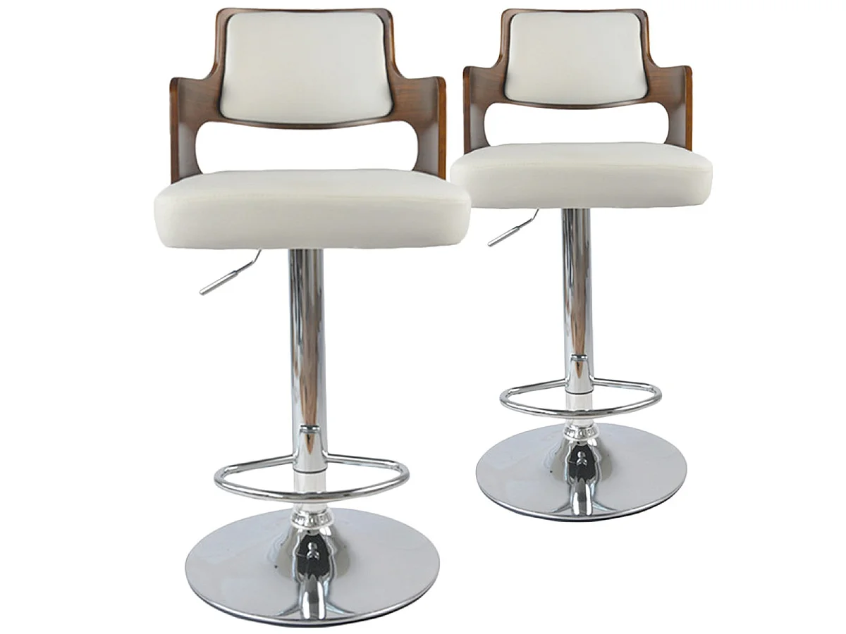 Lot de 2 chaises de bar Russel Bois Noisette & Blanc