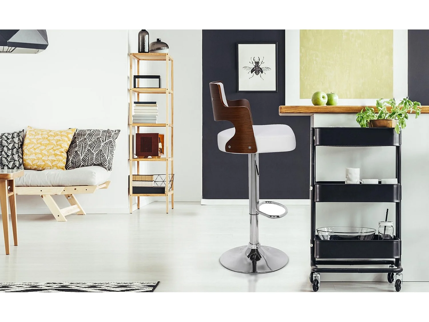 Lot de 2 chaises de bar Russel Bois Noisette & Blanc