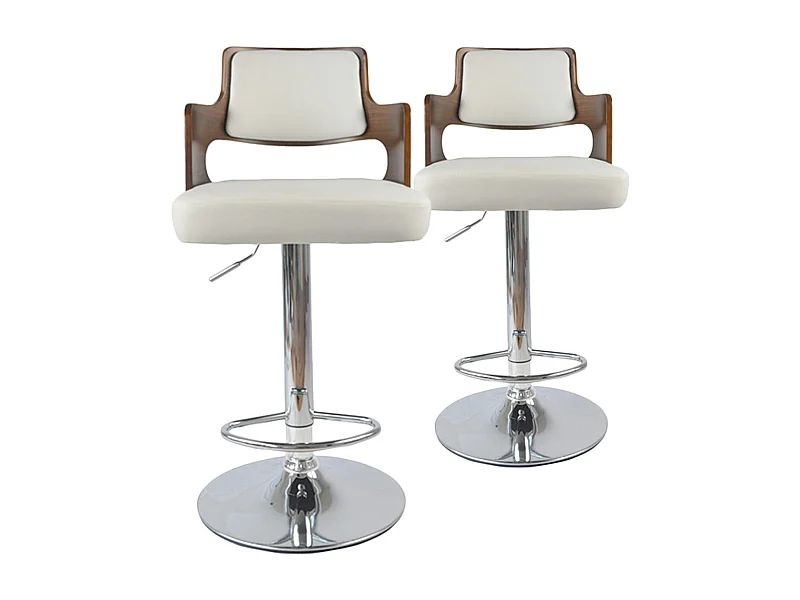 Lot de 2 chaises de bar Russel Bois Noisette & Blanc