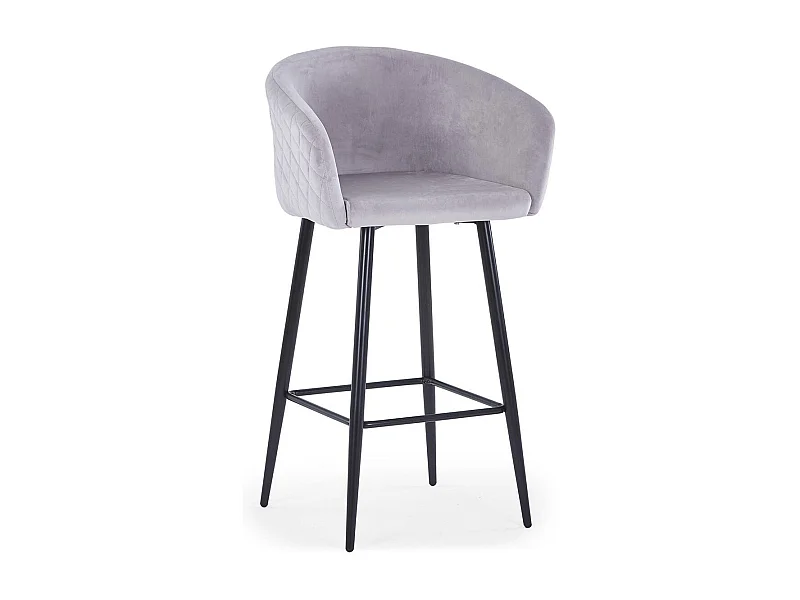Chaise de Bar en Velours "Kandi" 106cm Argent