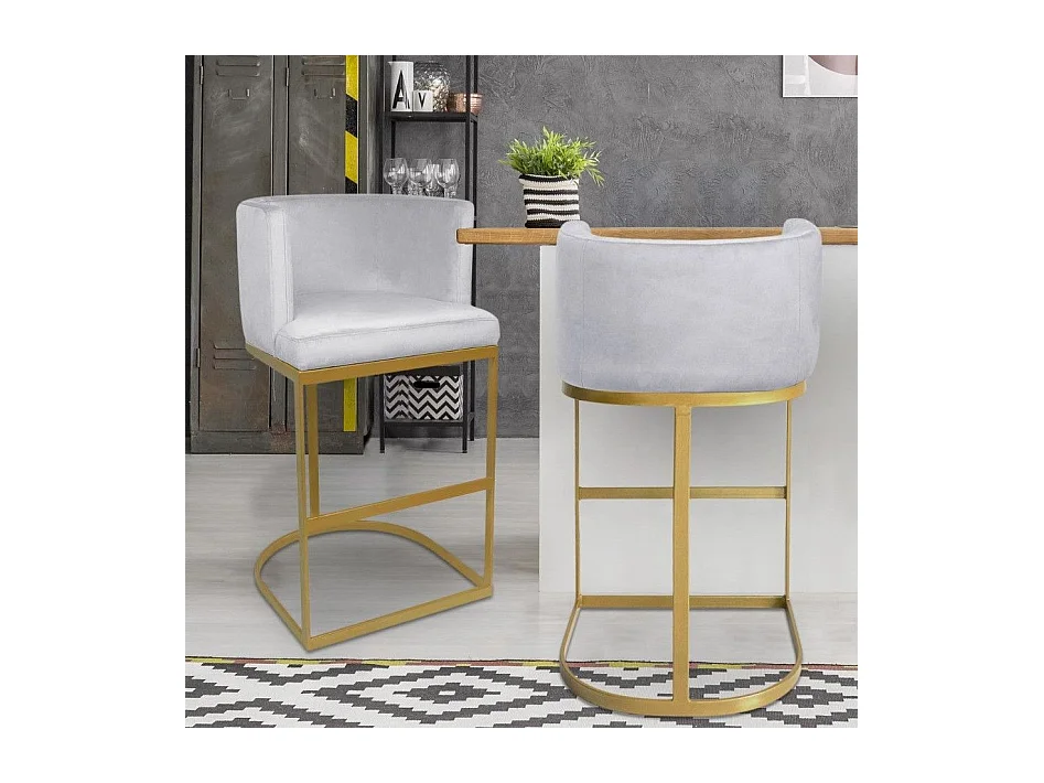 Barhocker Samt Design "Noemy" 100cm Silber Bequem und Zeitgemäß