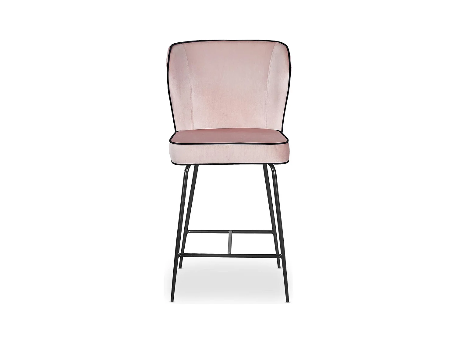 Barowy krzesło z weluru "Elsa" w kolorze różowym, nowoczesne z czarnymi metalowymi nogami