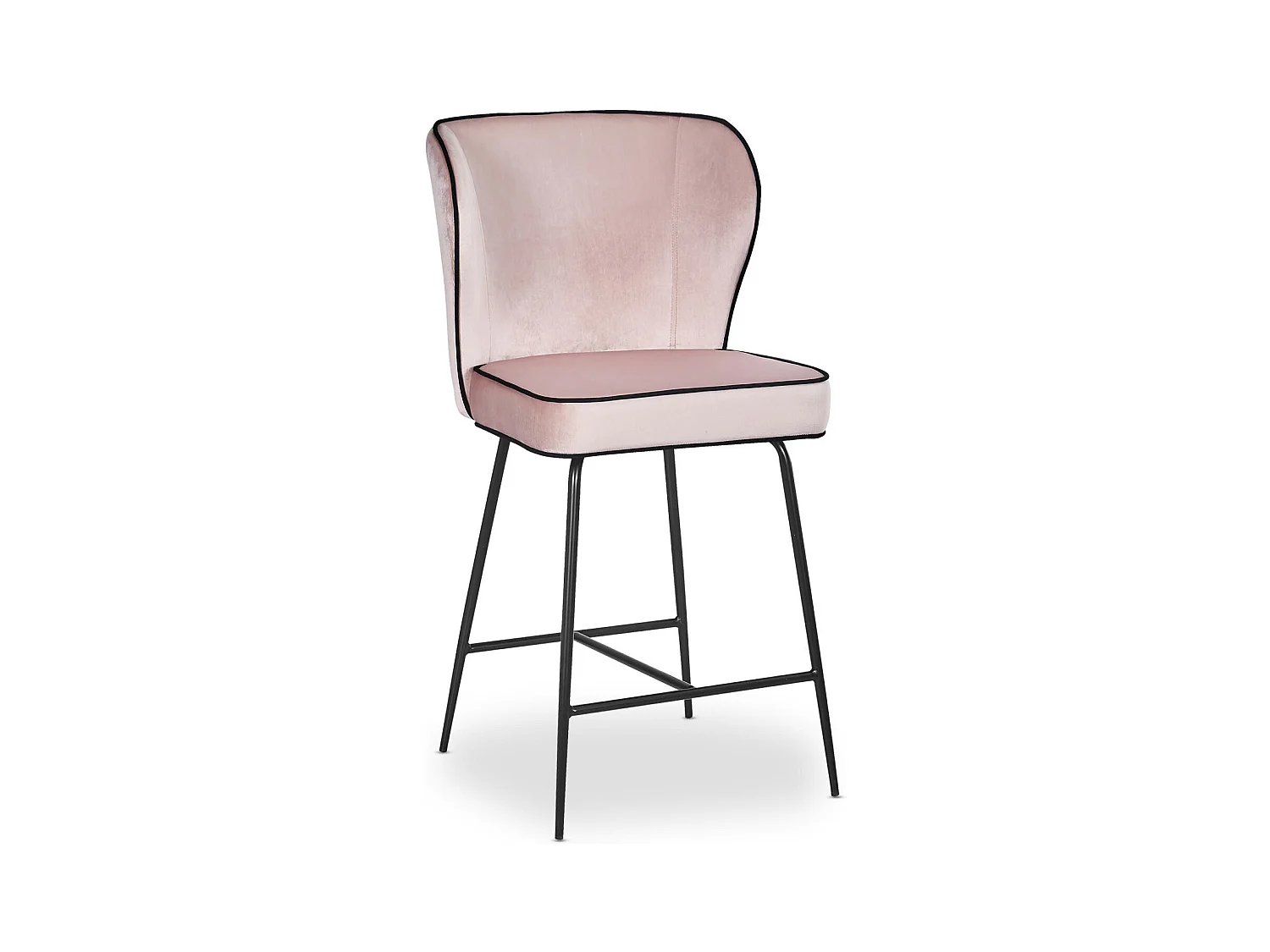 Chaise de Bar Velours Design "Elsa" 100cm Rose