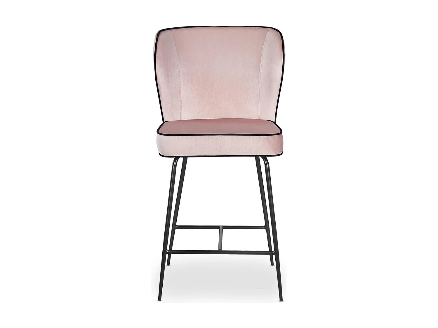 Silla de bar Elsa terciopelo rosa patas negras