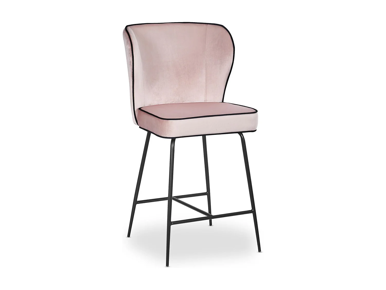 Chaise de Bar Velours Design "Elsa" 100cm Rose