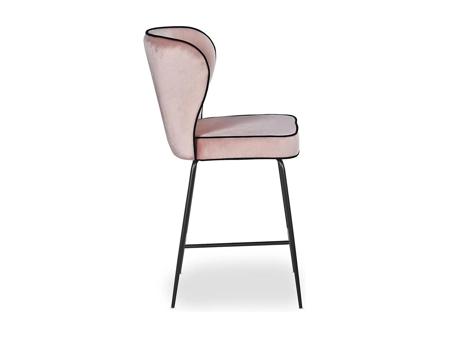 Chaise de Bar Velours Design "Elsa" 100cm Rose