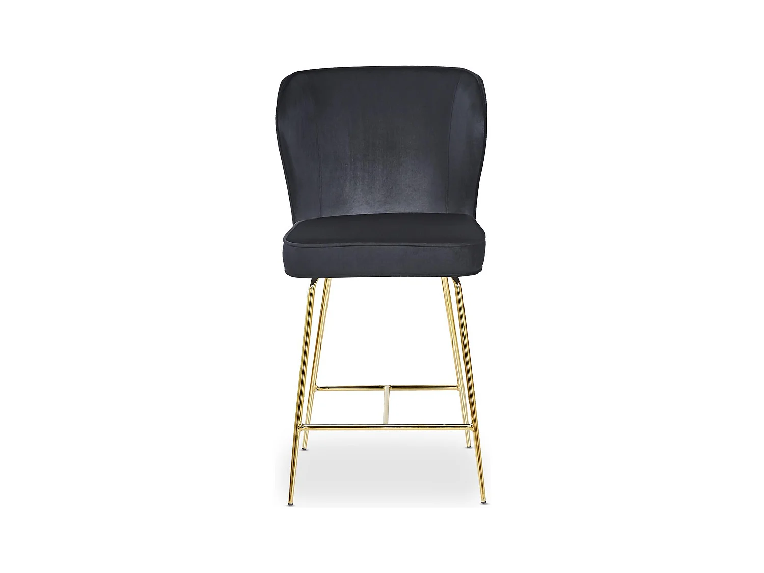 Samt Barhocker Schwarz "Elsa" Goldene Metallbeine H65cm