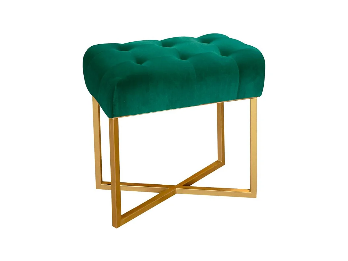 Tabouret Pouf en Velours "Auvea" 50cm Vert