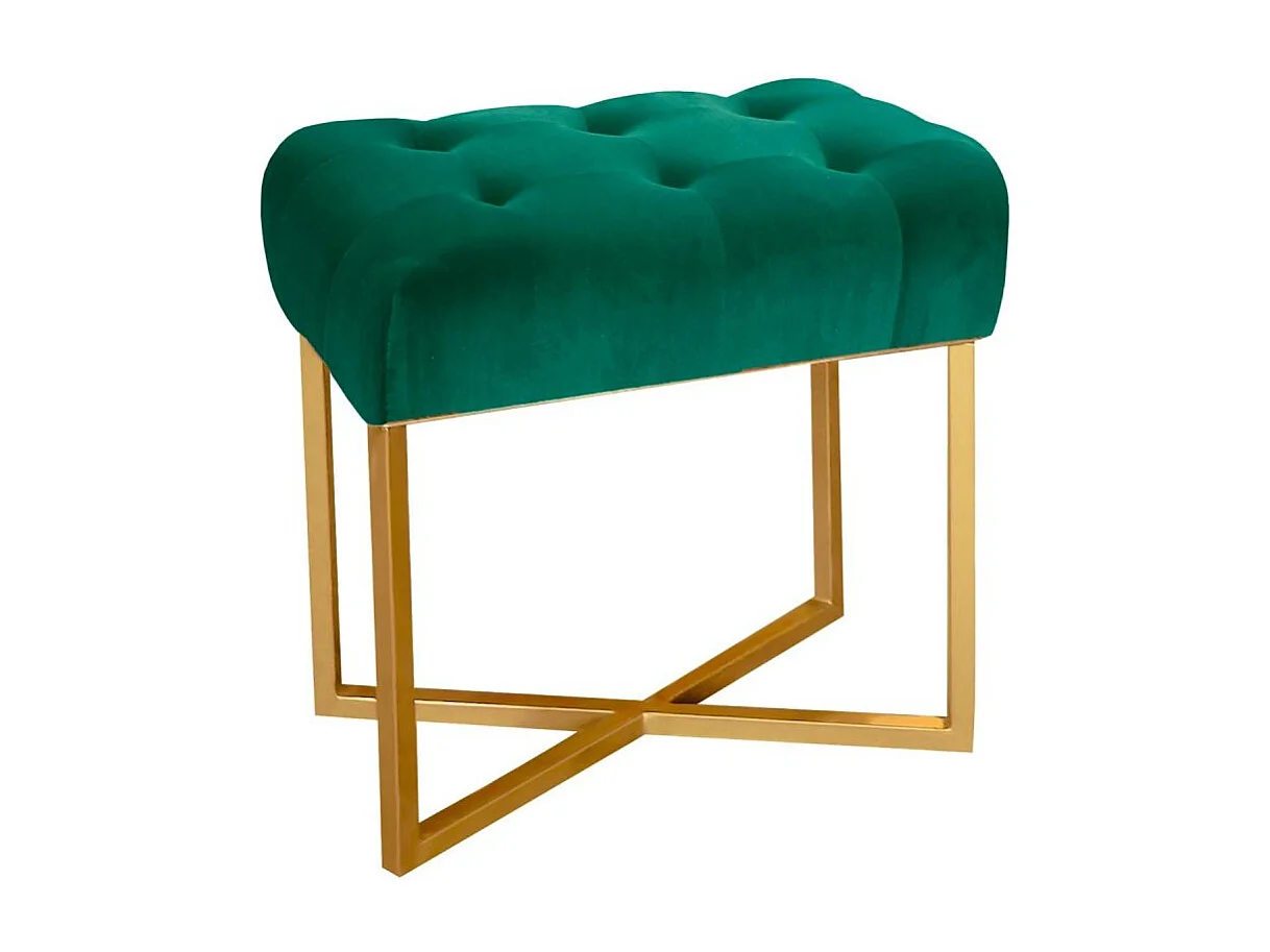 Tabouret Pouf en Velours "Auvea" 50cm Vert