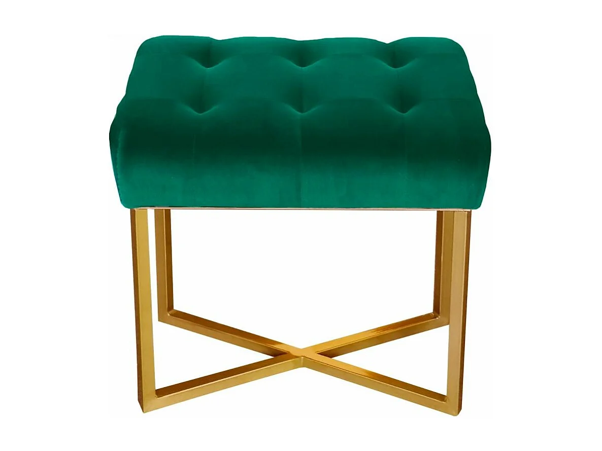 Tabouret Pouf en Velours "Auvea" 50cm Vert
