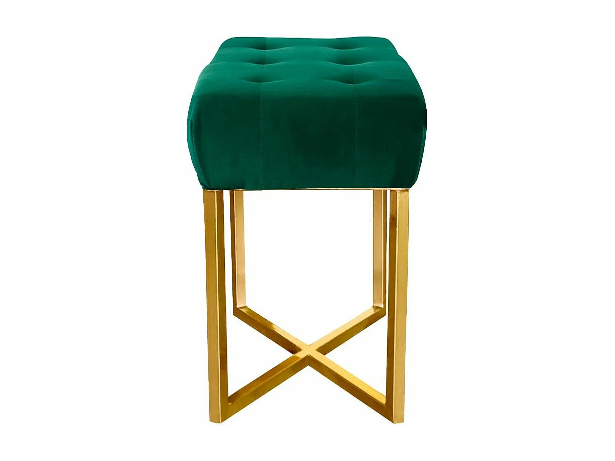 Tabouret Pouf en Velours "Auvea" 50cm Vert