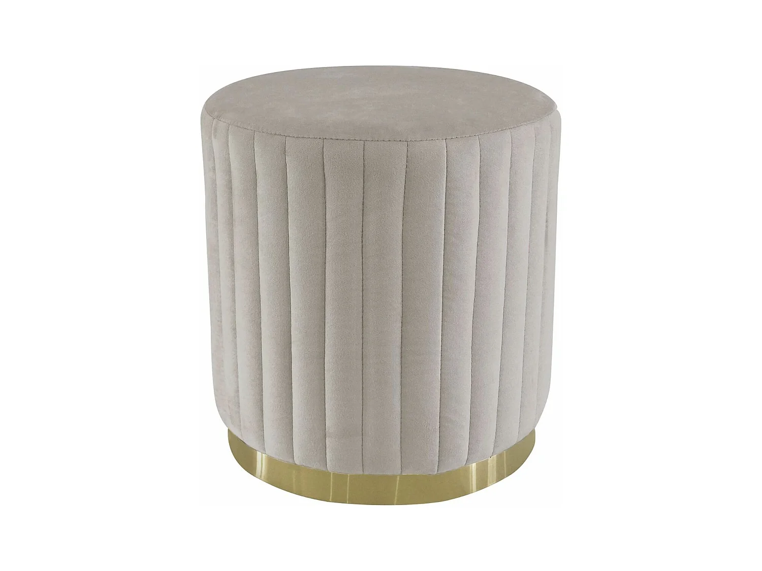 Pouf Rond en Velours Design "Leytu" 43cm Taupe