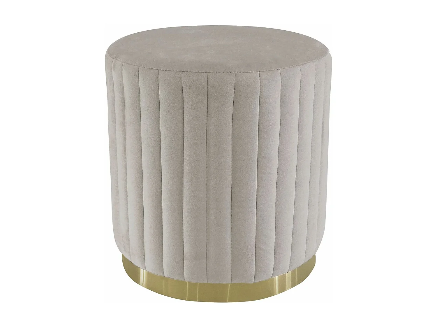 Pouf Rond en Velours Design "Leytu" 43cm Taupe