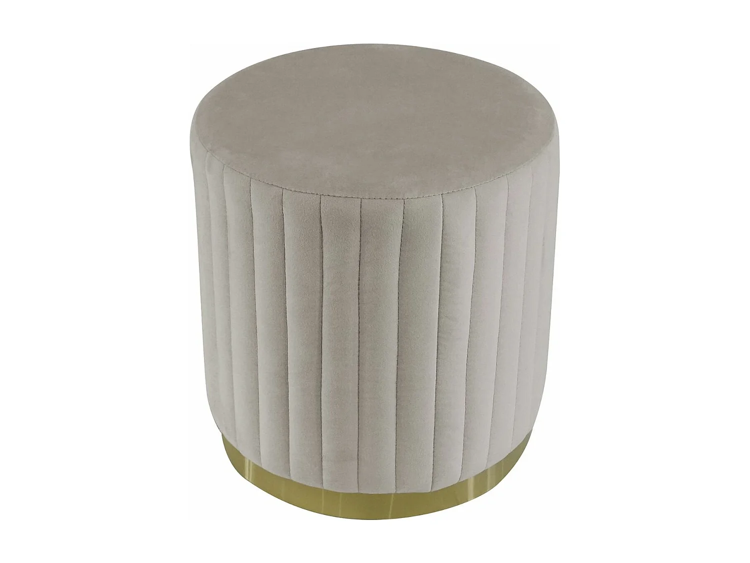 Pouf Rond en Velours Design "Leytu" 43cm Taupe