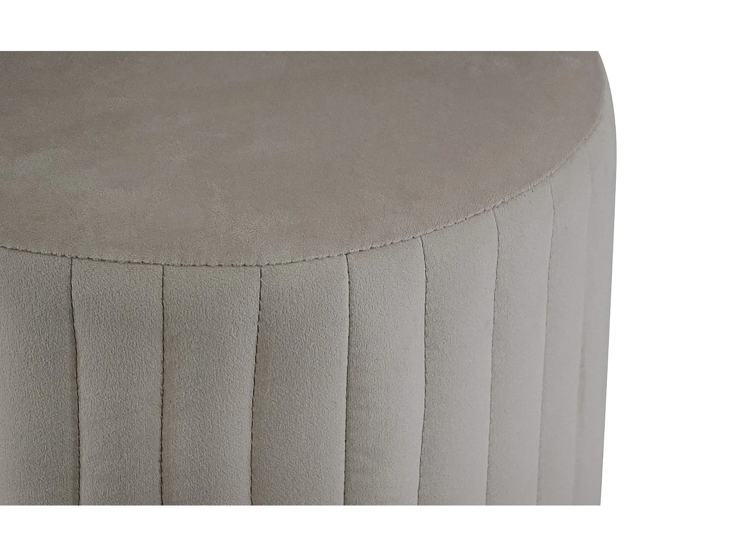 Pouf Rond en Velours Design "Leytu" 43cm Taupe