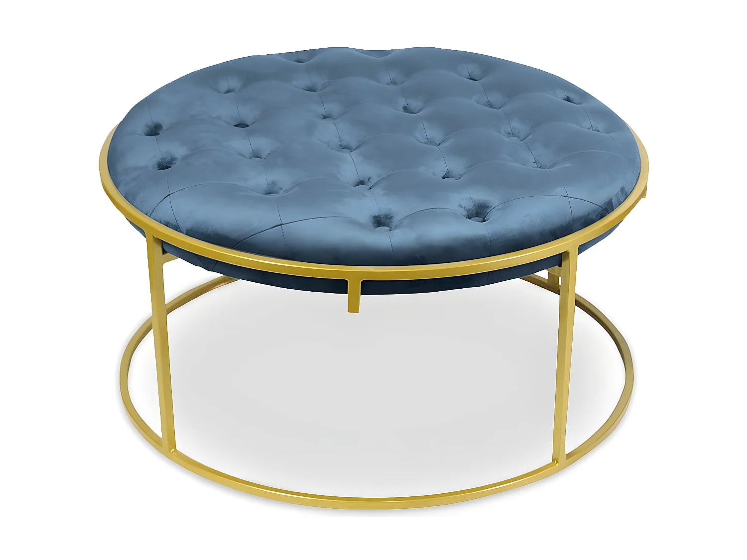 Lot de 2 Poufs Design en Velours "Valona" 75cm Bleu