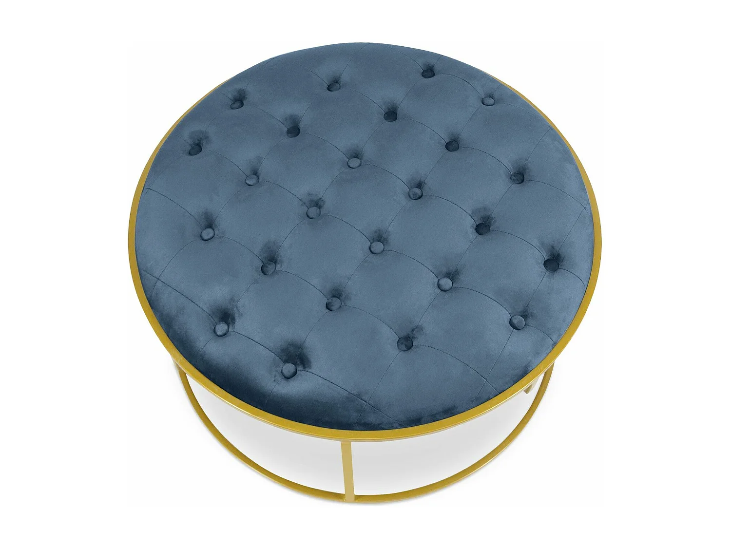 Lot de 2 Poufs Design en Velours "Valona" 75cm Bleu