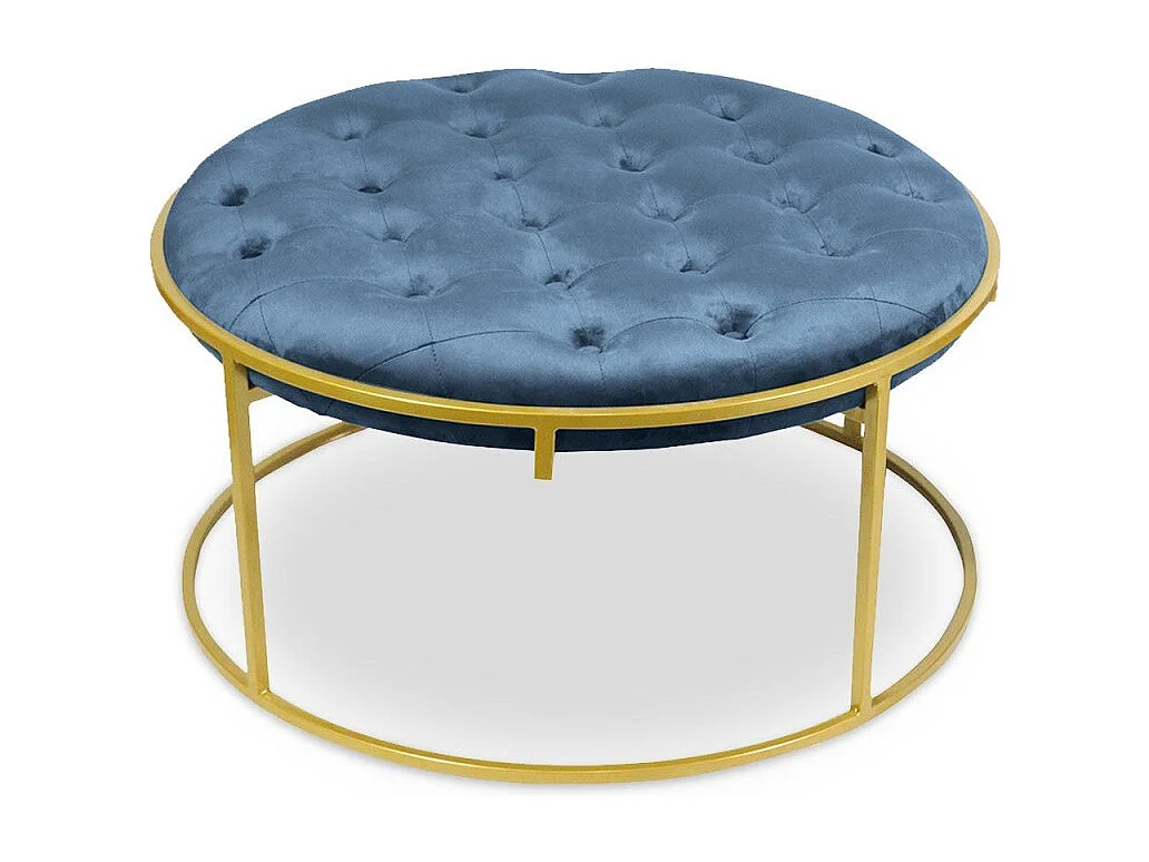 Lot de 2 Poufs Design en Velours "Valona" 75cm Bleu