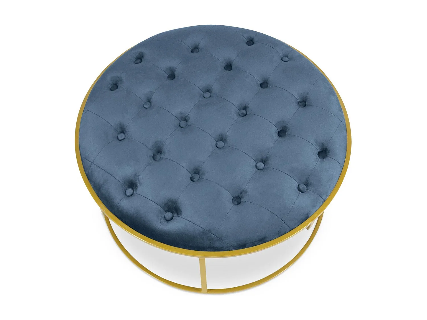 Lot de 2 Poufs Design en Velours "Valona" 75cm Bleu