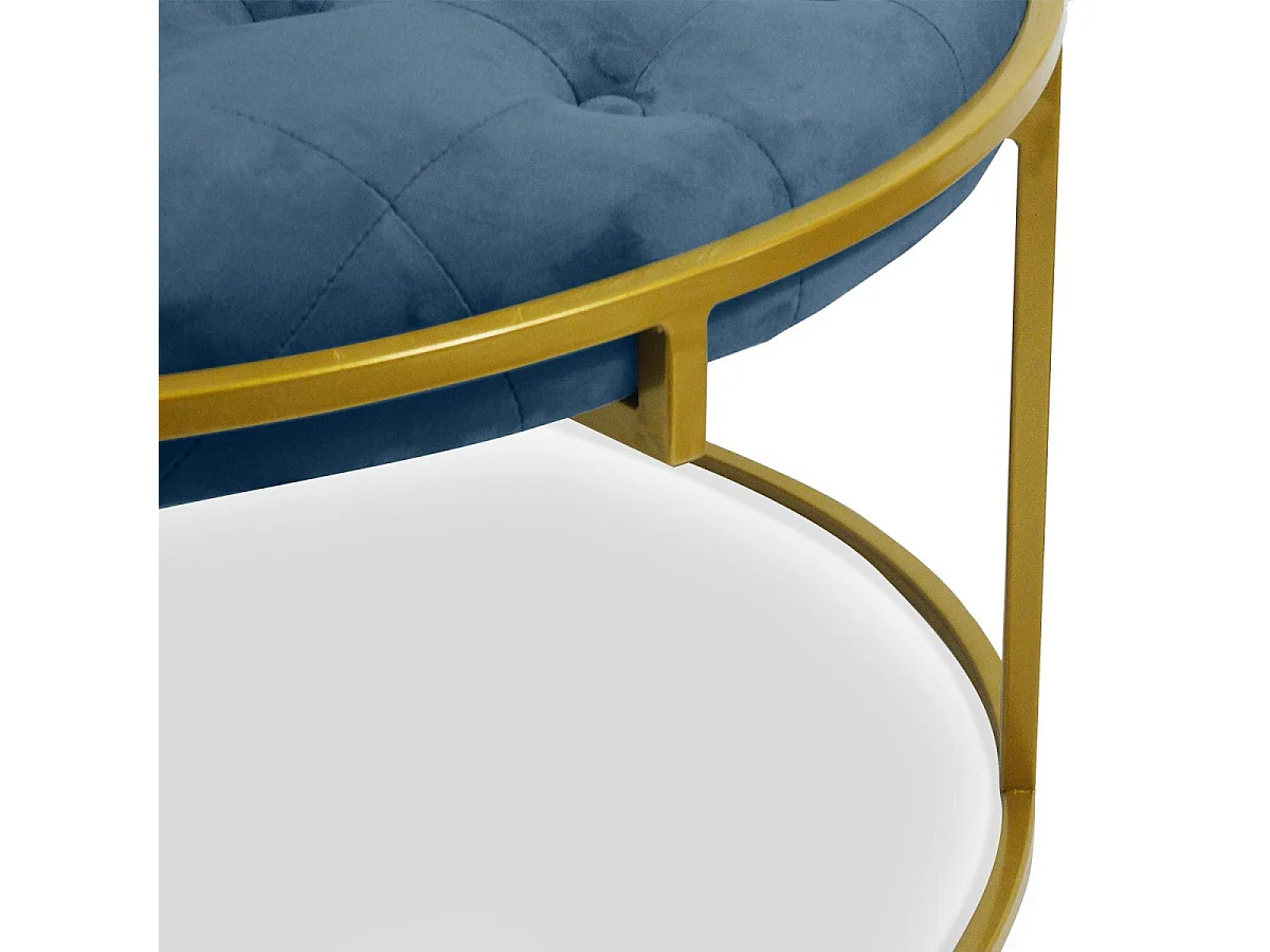 Lot de 2 Poufs Design en Velours "Valona" 75cm Bleu