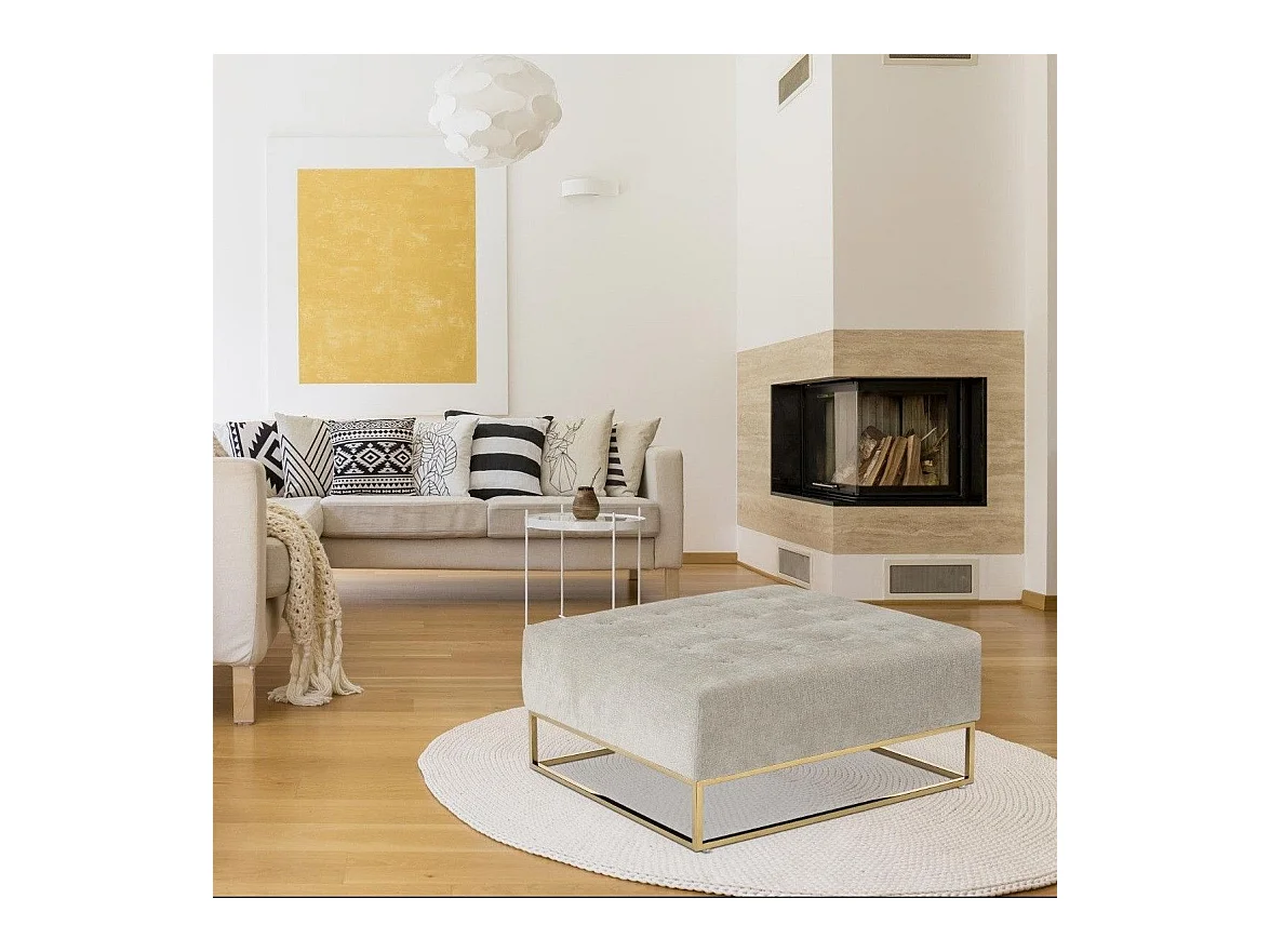 Pouf carré Hudson Tissu Beige