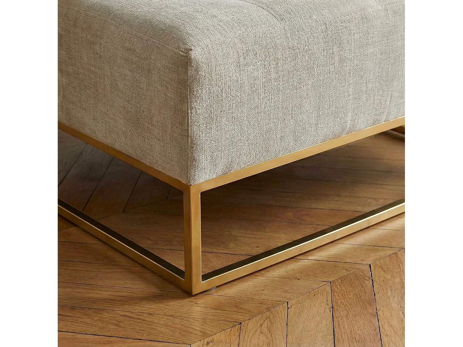Pouf carré Hudson Tissu Beige