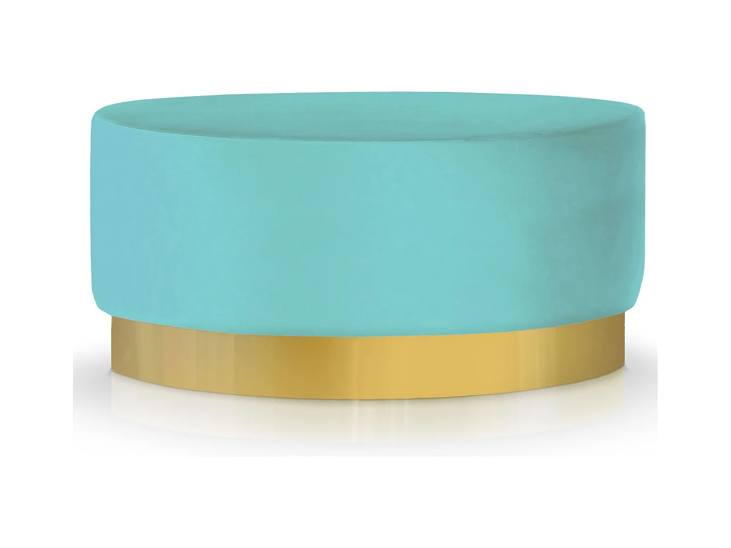 Pouf Rond Daisy Velours Menthe Pied Or