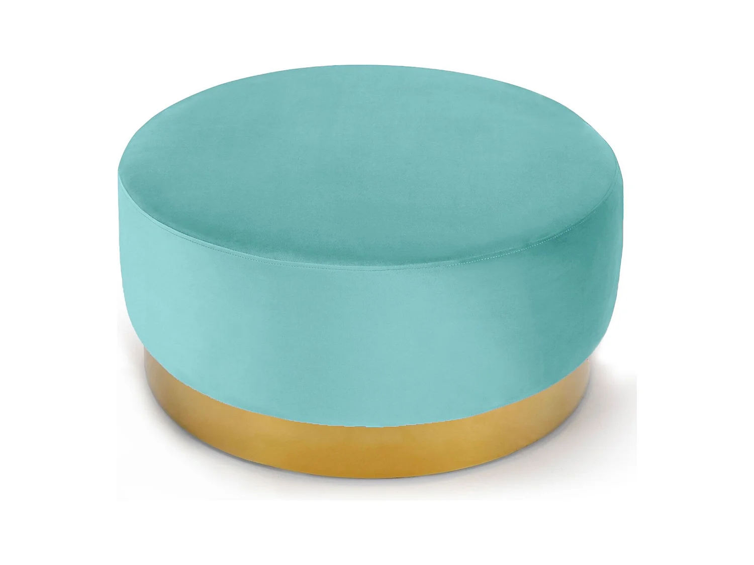 Pouf Rond Daisy Velours Menthe Pied Or