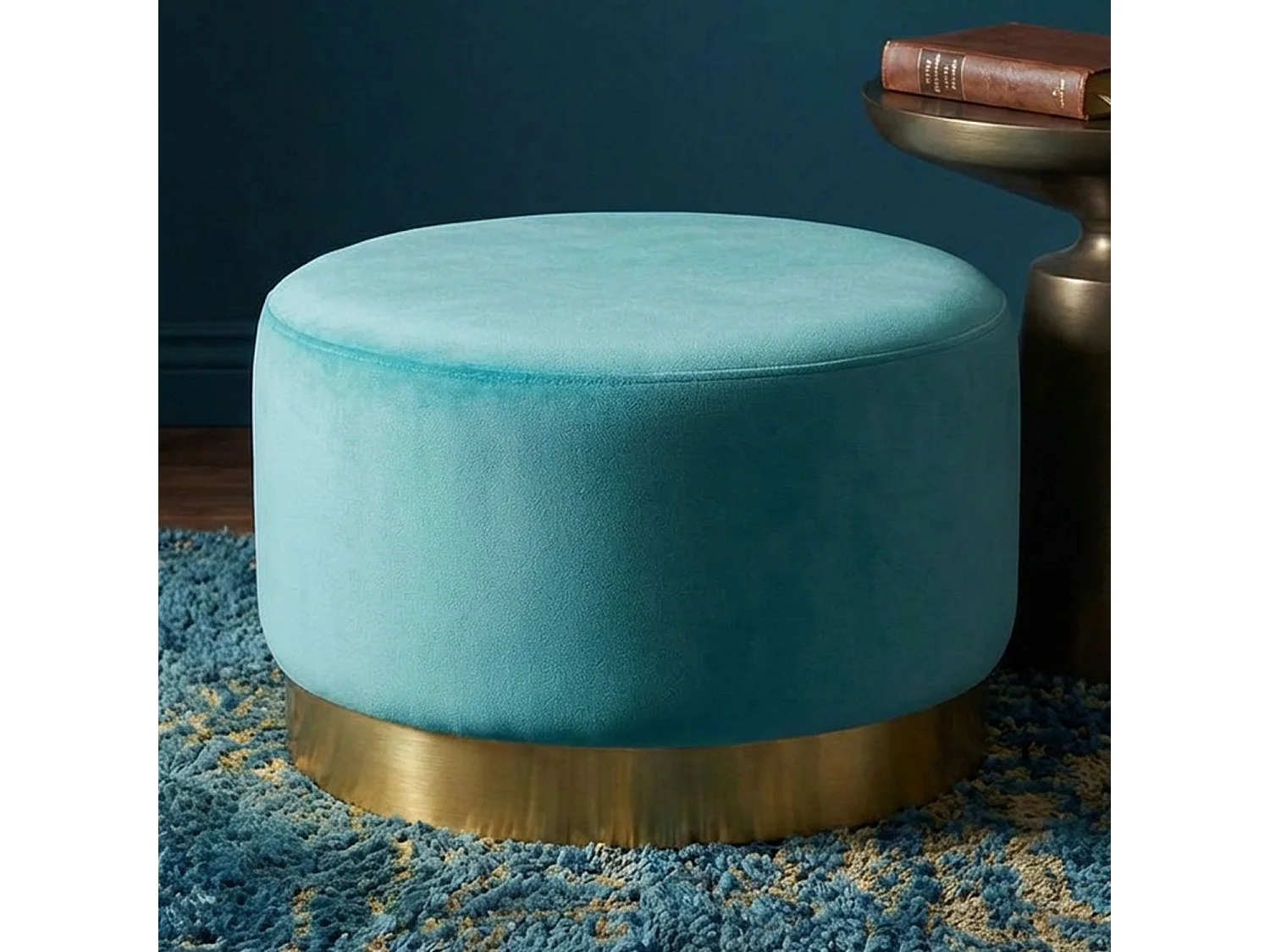 Pouf Rond en Velours Design "Minnie" 75cm Menthe