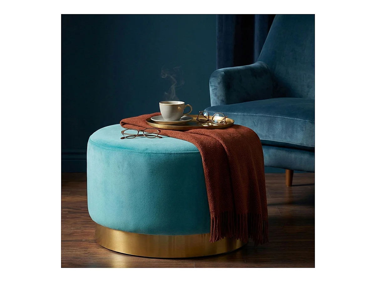 Pouf Rond en Velours Design "Minnie" 75cm Menthe