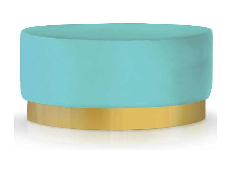 Pouf rotondo Daisy in velluto color menta e gamba dorata