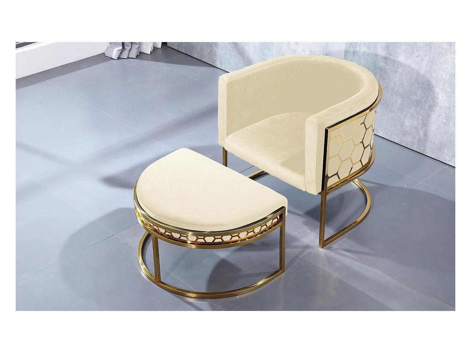 Pouf / repose-pieds Honey Velours Beige