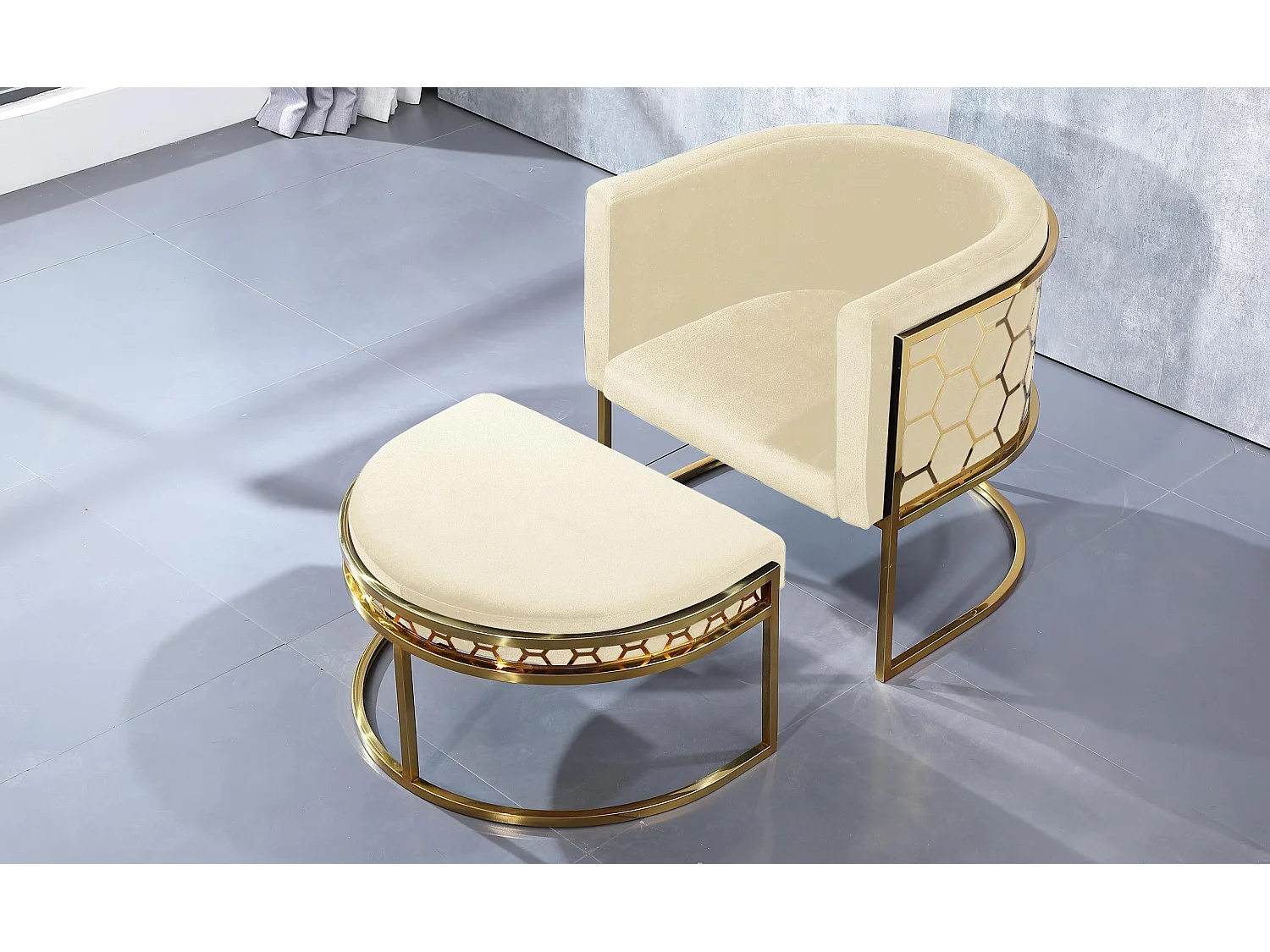 Pouf / repose-pieds Honey Velours Beige