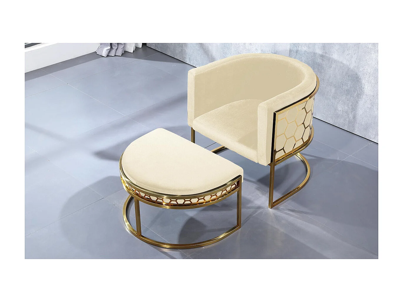 Pouf / repose-pieds Honey Velours Beige