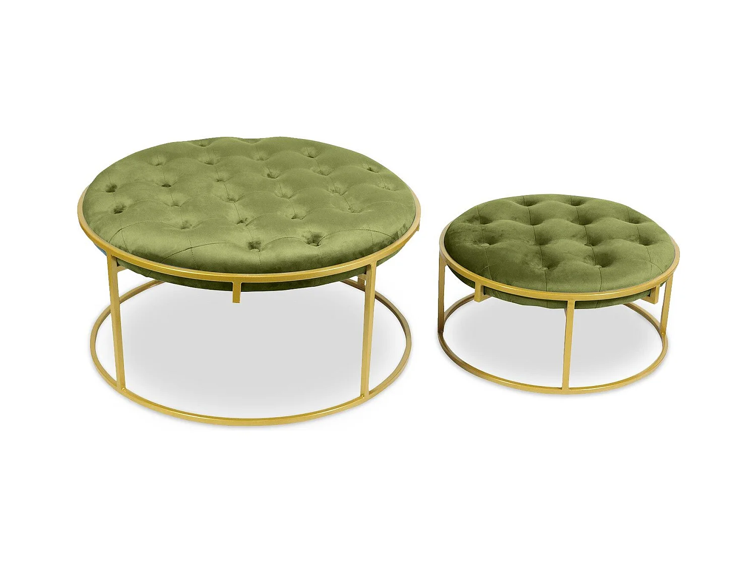Lot de 2 Poufs Design en Velours "Valona" 75cm Kaki