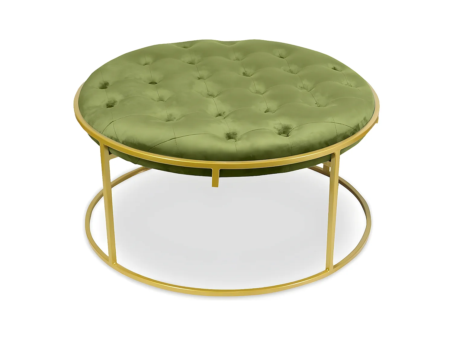 Lot de 2 Poufs Design en Velours "Valona" 75cm Kaki