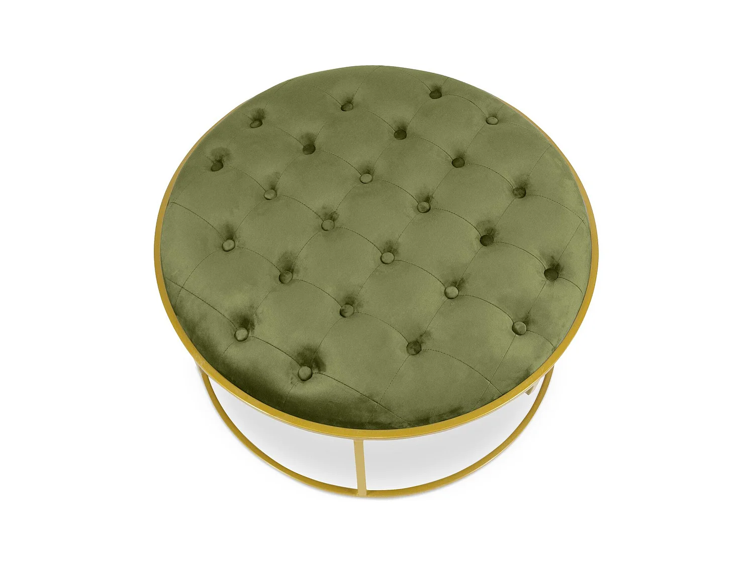 Lot de 2 Poufs Design en Velours "Valona" 75cm Kaki