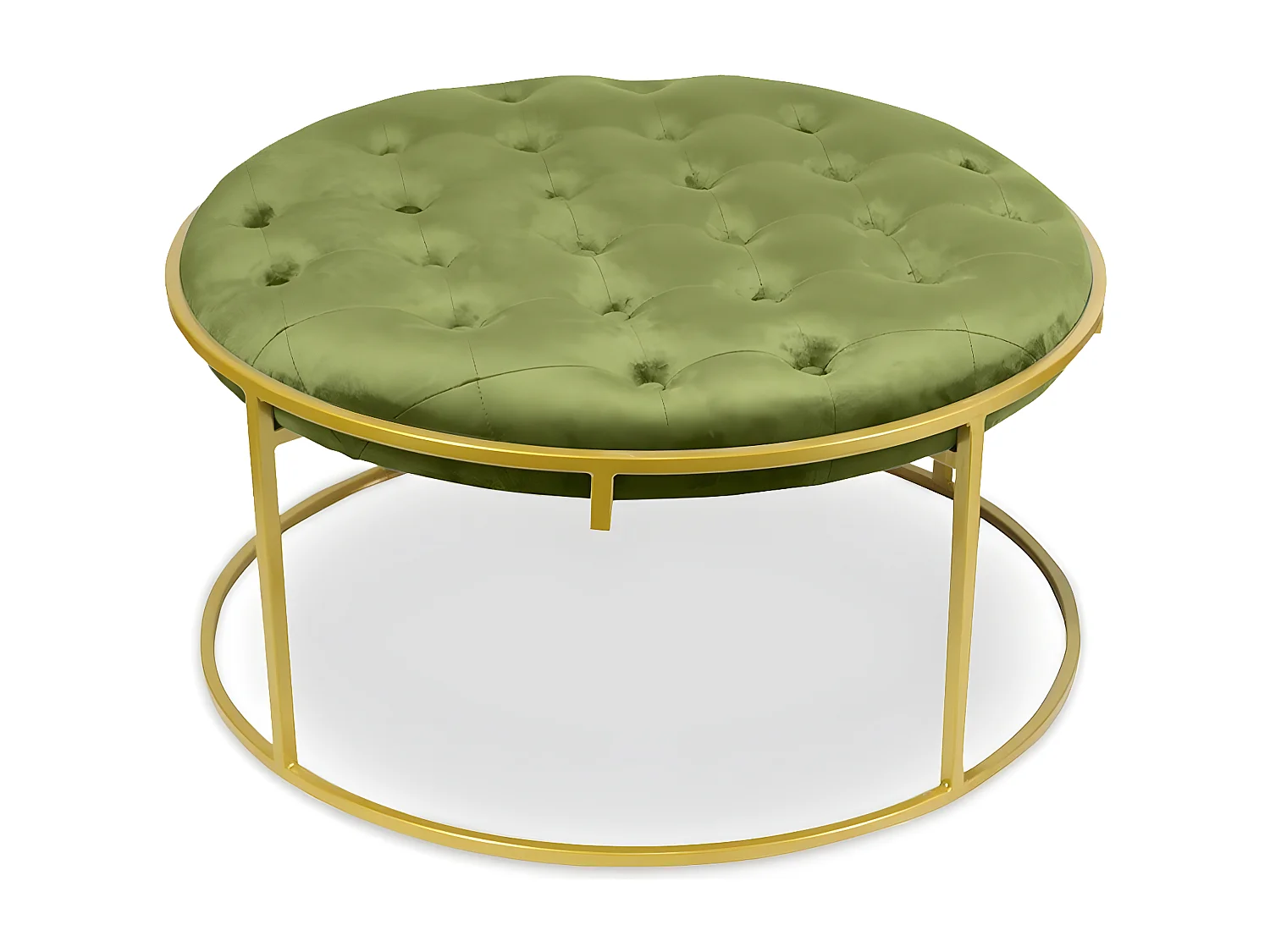 Lot de 2 Poufs Design en Velours "Valona" 75cm Kaki