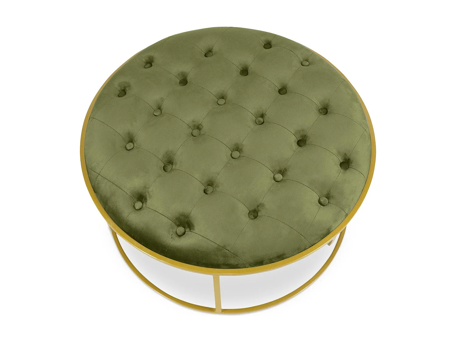 Lot de 2 Poufs Design en Velours "Valona" 75cm Kaki