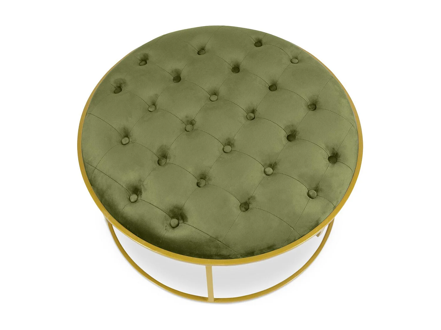 Lot de 2 Poufs Design en Velours "Valona" 75cm Kaki