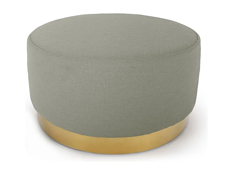 Pouf Rond Daisy Tissu Beige Pied Or