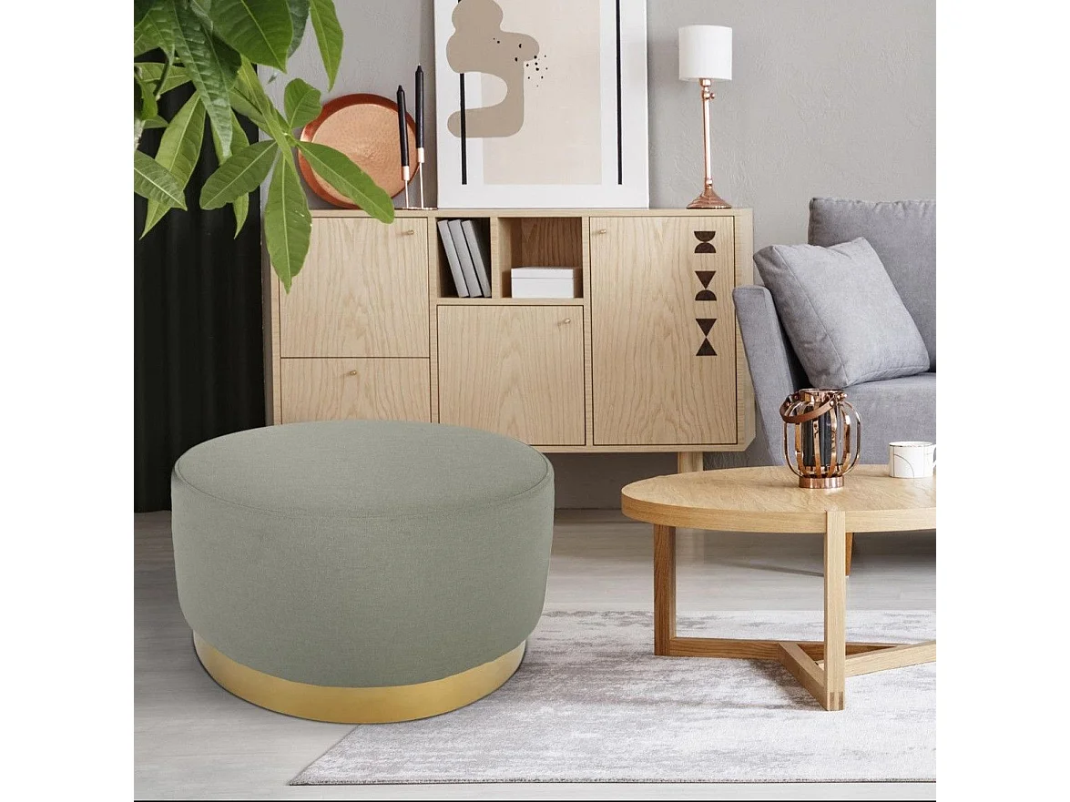 Pouf Rond en Velours Design "Minnie" 75cm Beige
