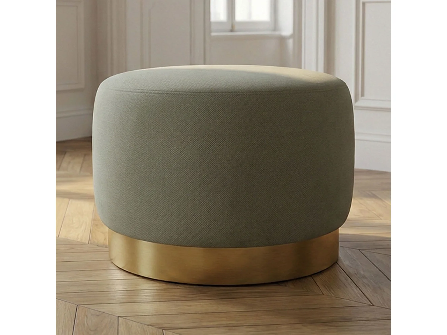 Pouf Rond en Velours Design "Minnie" 75cm Beige