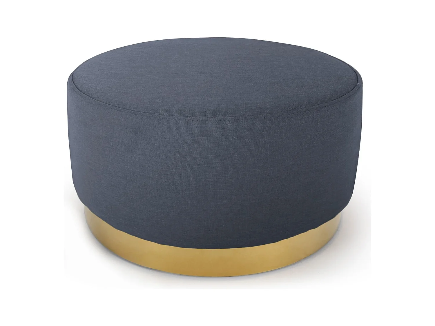 Pouf Rond Daisy Tissu Gris Foncé Pied Or