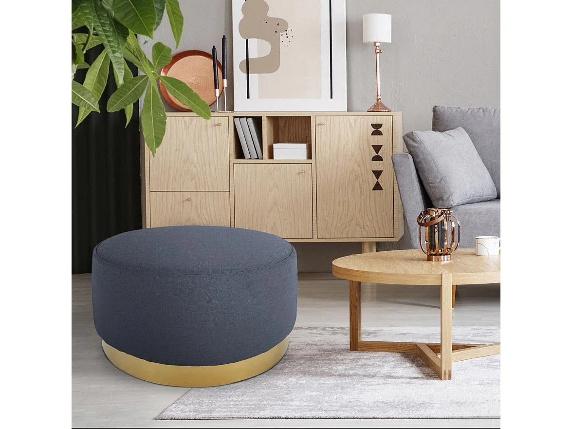 Pouf Rond en Velours Design "Minnie" 75cm Gris